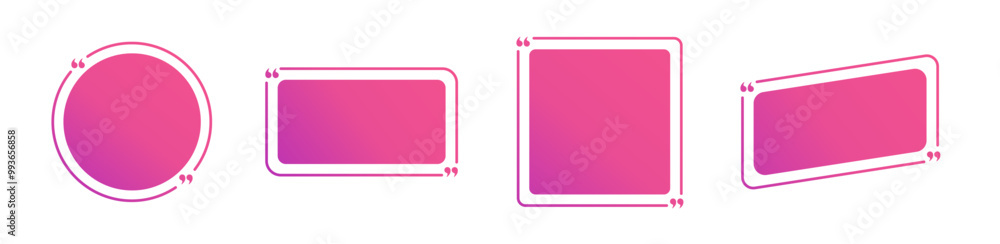 Poster pink set of quote frame without information with gradient. glamour empty borders for definition and 