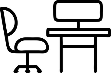 desk and chair, icon outline