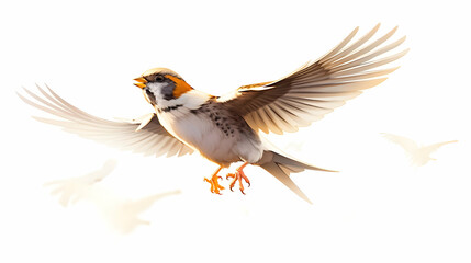 Obraz premium A Bird in Flight, Wings Spread Wide, Soaring Towards the Sun, Freedom and Copy Space