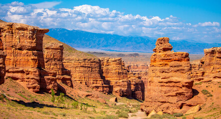 Charyn Canyon, Valley of Castles. The excellence of Kazakhstan. Panorama of natural unusual...