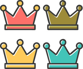 golden color crown icons, icon offset fill
