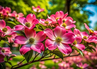 Obraz premium Vibrant Dogwood Shrub in Full Bloom Showcasing Beautiful Flowers and Lush Green Foliage