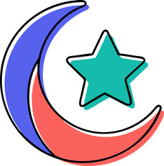 Obraz premium the arab crescent, icon doodle offset fill