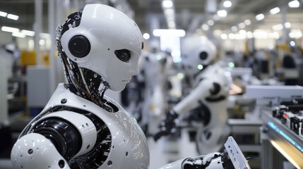 Robots with artificial intelligence (AI) are now working in factories, controlled by human-like robots. This is part of Industry 4.0, where AI technology is changing how we manufacture things.