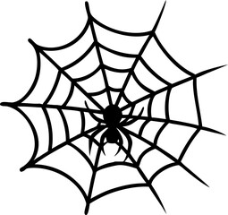 Obraz premium spider in spiderweb, icon doodle fill