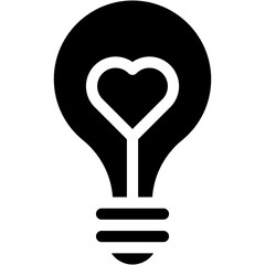 Vector Icon Light Bulb, Passion, Romantic, Electronics, Heart