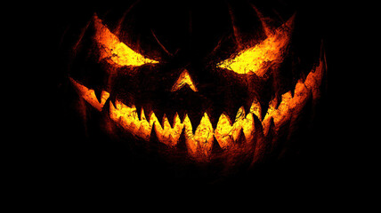 Fototapeta premium Horror-themed pumpkin with sharp teeth