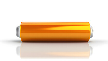 Close-Up of a Yellow Battery - Isolated AA Battery on White Background design