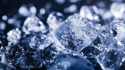 Close-up image of crushed ice against a dark backdrop.