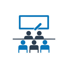 Classroom Icon, Lecture icon, Teacher at chalkboard icon
