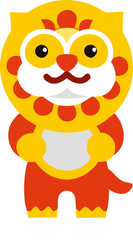 Fototapeta premium lion mascot, kawaii, icon colored shapes