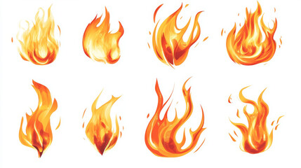 Fire icons against a plain white backdrop. These are digital images.