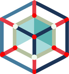 draw a tesseract, icon colored shapes