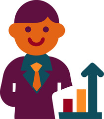 business man, icon colored shapes