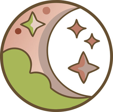 the tetrad studios logo moon, icon colored outline