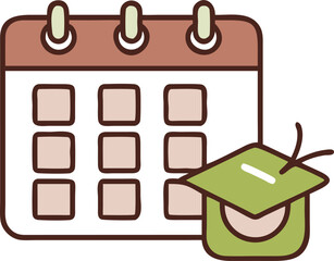 convenient schedule of classes, icon colored outline