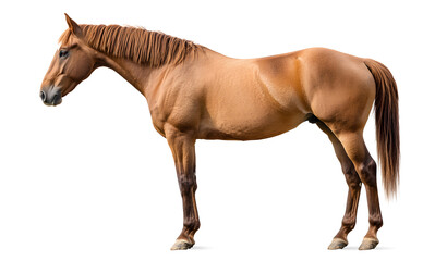 Obraz premium Elegant Brown Horse - Full Body Portrait of a Standing Horse on White Background design