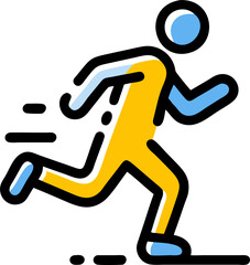 a man running, icon broken line