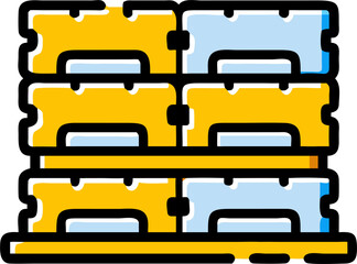 palets apilados en 4 niveles, icon broken line