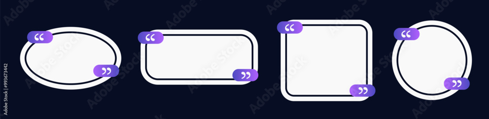 Poster purple set of quote frame without information with gradient. empty borders for definition and citati