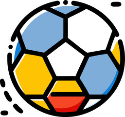 soccer ball with german flag colors, icon broken line