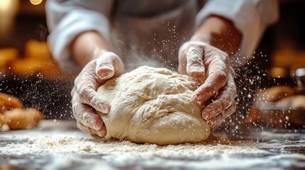 Fototapeta premium Baker Kneading Dough