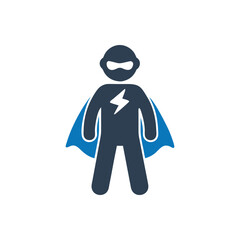 Superhero icon, Person wearing a cape icon, Superhero wearing a cape lifting weights icon