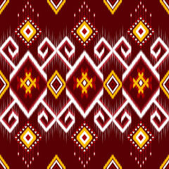 This high resolution image features a traditional geometric ikat pattern in vibrant colors, perfect for use in fashion designs, digital backgrounds, ethnic art projects, and as decorative prints.