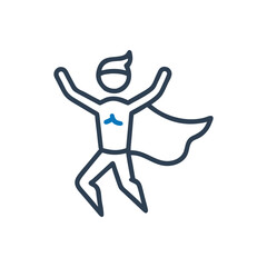 Person wearing a cape icon, Superhero wearing a cape lifting weights icon
