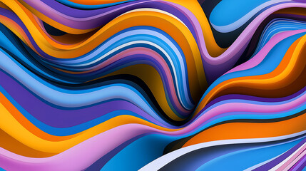 Vibrant swirling patterns create mesmerizing visual experience with dynamic waves of color. interplay of blue, orange, and purple evokes sense of energy and movement