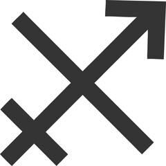 Fototapeta premium stylish symbol of the sagittarius sign in black with a white background, icon