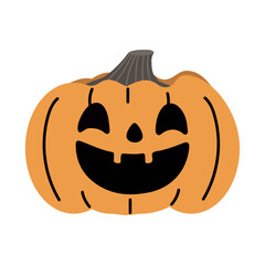Halloween pumpkin in cartoon flat