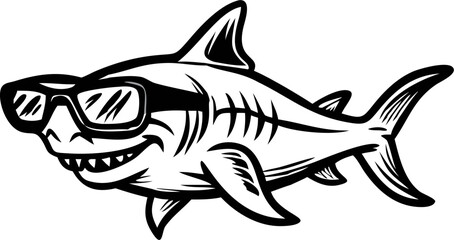shark with glases, icon