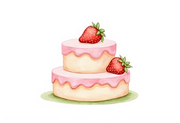 A tiered wedding cake cartoon food illustration design
