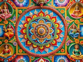 Vibrant Hindu Dharmik Background with Traditional Symbols and Patterns for Spiritual and Cultural Use