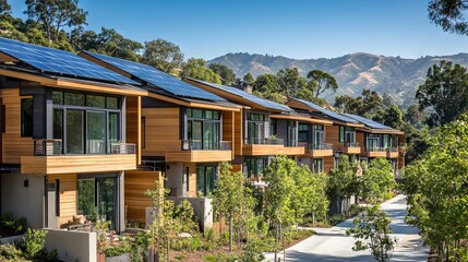 Sustainable Living: Modern Townhouses in California's Green Valley. AI generated illustration