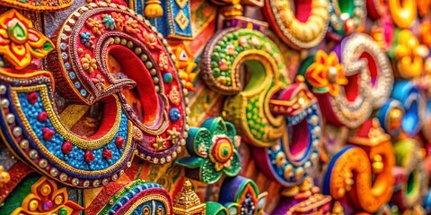 Vibrant Hindu Letters in Colorful Patterns for Cultural and Spiritual Representations in Art