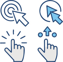 pointer click icons arrows and hands cursors tools vector website search symbols, icon