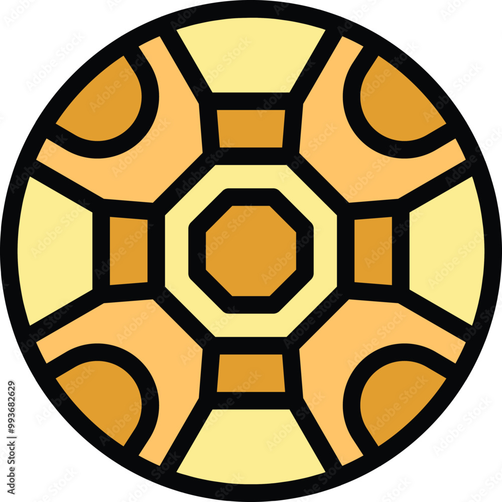 Poster Simple and colorful vector of a turtle shell with a honeycomb pattern, representing longevity and resilience