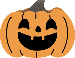 Halloween pumpkin in cartoon flat