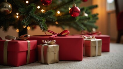 Merry Christmas backdrop with gifts featured prominently