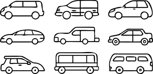set of vehicle thin line icons, icon