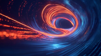 Futuristic Data Flow: V-Shaped Tunnel Concept for Virtual Space. AI generated illustration