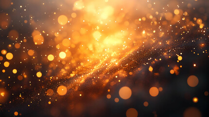 Naklejka premium Golden Abstract Background with Bokeh Lights