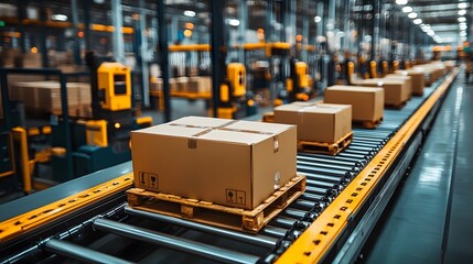 Automated systems sorting parcels in a freight forwarding distribution warehouse