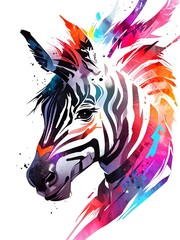 Colorful Zebra Portrait