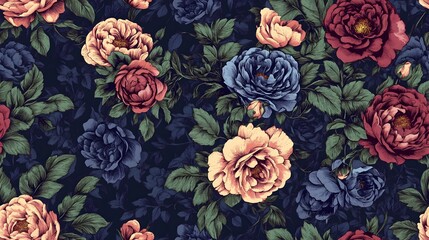Romantic Floral Bouquet against Vintage-Style Wallpaper