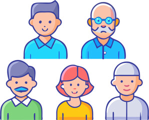 Fototapeta premium icon set material of people of various ages, icon