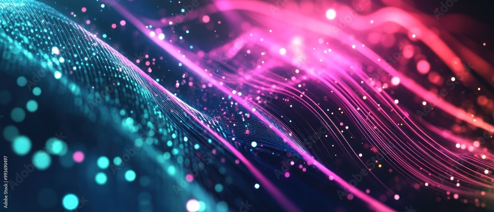 Poster Abstract waves of light in vibrant colors, creating a dynamic and energetic visual effect.