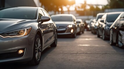 cars parked in a modern parking lot
